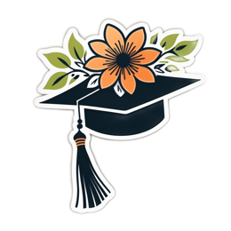 graduation flower SVG PNG design with clean design elements, black and orange floral elements