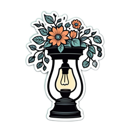 flower lantern SVG PNG design with clean design elements, black and orange floral elements