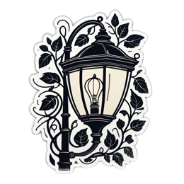 lantern leaves SVG PNG design with clean design elements, black and green floral elements