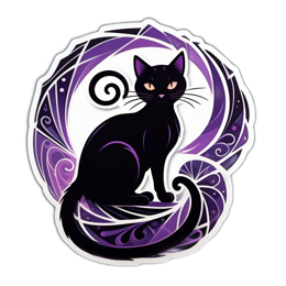 cat black purple SVG PNG design with clean design elements