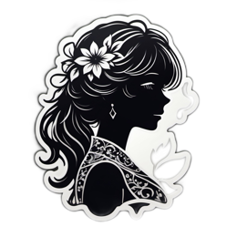 silhouette floral SVG PNG design with black and white floral elements