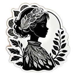 floral portrait SVG PNG design with black and white floral elements