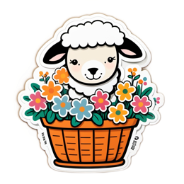 flowers sheep SVG PNG design with clean design elements, orange and pink floral elements