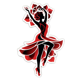 dance red roses floral SVG PNG design with black and red floral elements