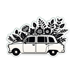 transport flora floral SVG PNG design with clean design elements, black and white floral elements