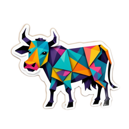 polygonal cow SVG PNG design with clean design elements