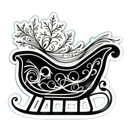 sleigh flora floral SVG PNG design with black and white floral elements
