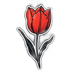 tulip red flower SVG PNG design with clean design elements, red and green floral elements