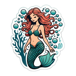 mermaid bubbles SVG PNG design with clean design elements