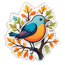 fall bird SVG PNG design with orange and green floral elements