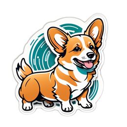 corgi sticker SVG PNG design with clean design elements