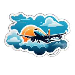 airplane sunset SVG PNG design with clean design elements