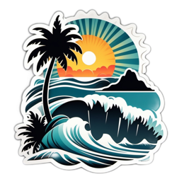 sunset waves palm SVG PNG design