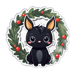 unicorn sticker wreath SVG PNG design with black and red floral elements