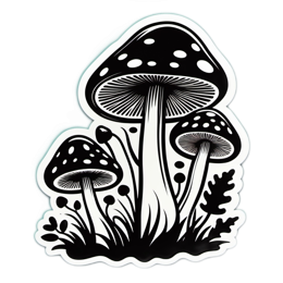 fungi blackwhite sticker SVG PNG design with clean design elements