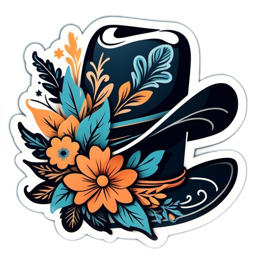 flower hat SVG PNG design with orange and green floral elements