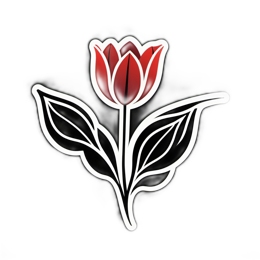 sticker red tulip flower SVG PNG design with clean design elements, red and green floral elements