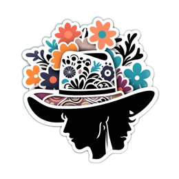flower hat stickers SVG PNG design with floral elements