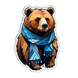 bear scarf SVG PNG design with clean design elements