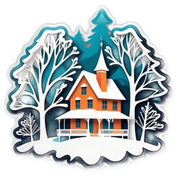winter house trees SVG PNG design