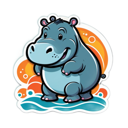 happy hypopotamus SVG PNG design with clean design elements