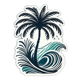 palm tree waves SVG PNG design with clean design elements