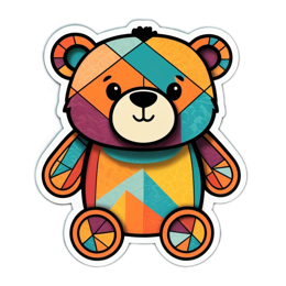 colorful bear sticker SVG PNG design with clean design elements