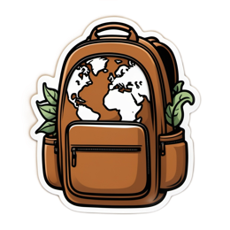 backpack world SVG PNG design with green floral elements
