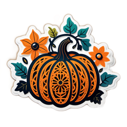 pumpkin flower SVG PNG design with black and orange floral elements