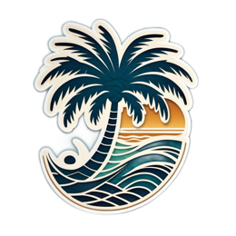 sunset palm tree SVG PNG design with clean design elements