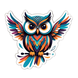 colorful owl sticker SVG PNG design with clean design elements