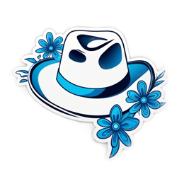 hat flowers SVG PNG design with white and blue floral elements