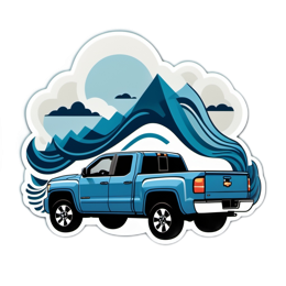 truck mountains waves SVG PNG design
