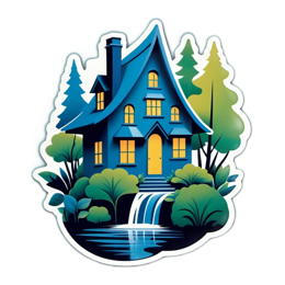 fantasy house waterfall SVG PNG design