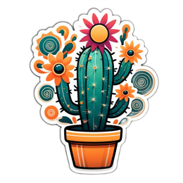 cactus flowers SVG PNG design with clean design elements, orange and pink floral elements