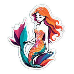 mermaid colorful SVG PNG design with clean design elements