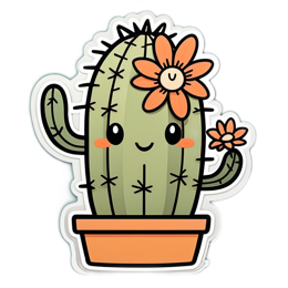 cactus flower SVG PNG design with orange and green floral elements