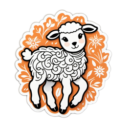 farm lamb floral SVG PNG design with clean design elements, black and white floral elements