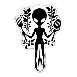 alien cooking utensils SVG PNG design with clean design elements, black and green floral elements
