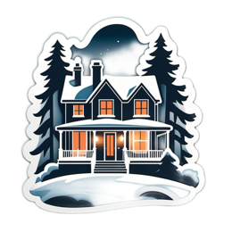 winter cabin SVG PNG design with clean design elements