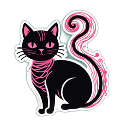 sticker black cat SVG PNG design with clean design elements