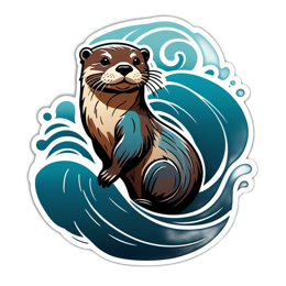 ocean otter SVG PNG design with clean design elements