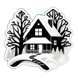 snow house trees SVG PNG design with clean design elements