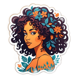 flower female SVG PNG design with clean design elements, orange and green floral elements