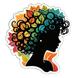 autumn leafy hair SVG PNG design with black and orange floral elements