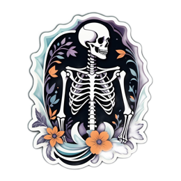 skeleton flower SVG PNG design with clean design elements, orange and green floral elements