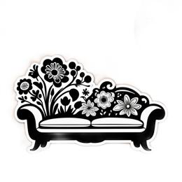 furniture flora floral SVG PNG design with clean design elements, black and white floral elements