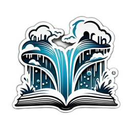 waterfall book sticker SVG PNG design with clean design elements