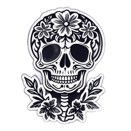skeleton flowers floral SVG PNG design with black and white floral elements