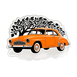 illustration car tree SVG PNG design with clean design elements